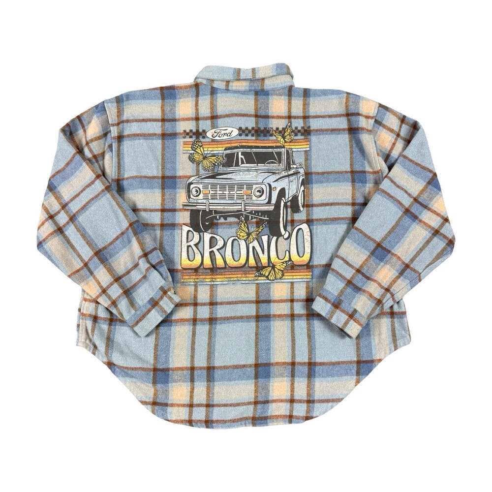 Vintage Authentic Ford Bronco Plaid Flannel Jacket Size XXL